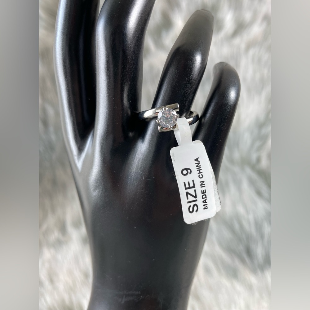 Silver white diamond ring